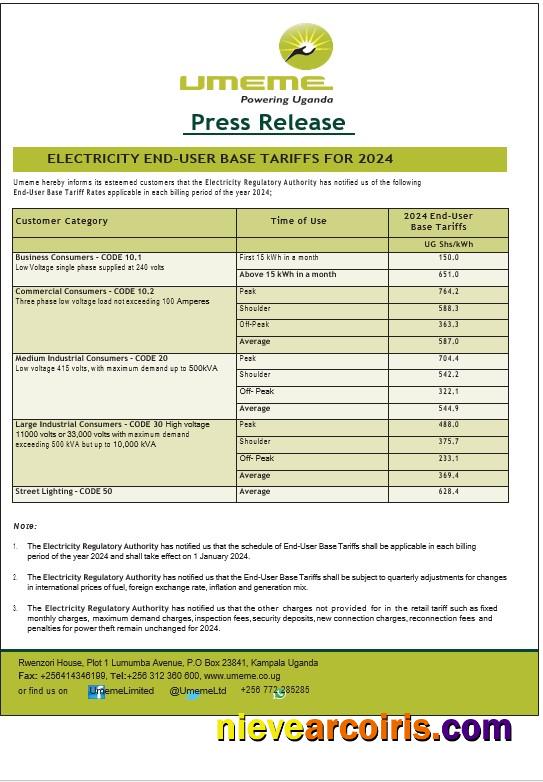 Uganda UMEME business utility bill